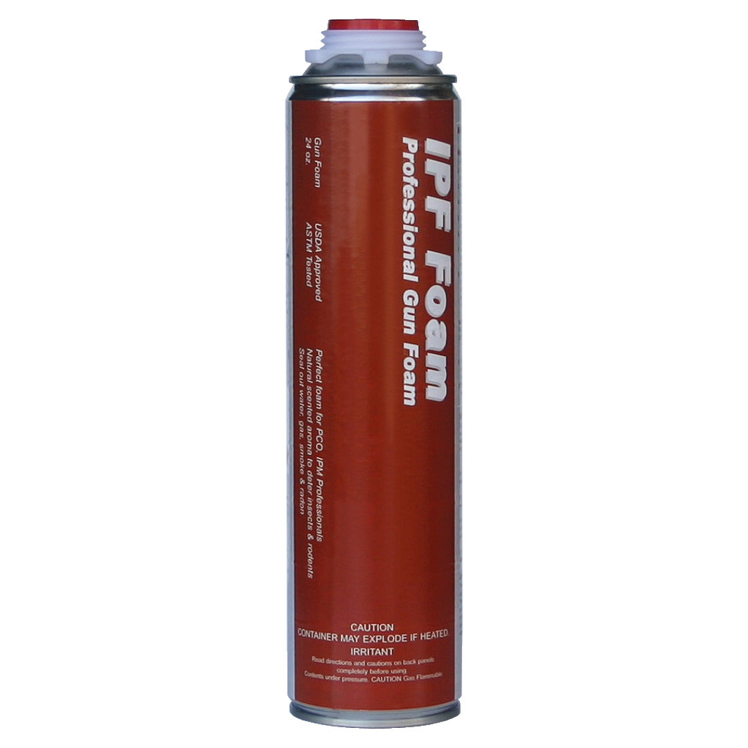 A cylindrical aerosol can of IPF Foam with a red and white label.